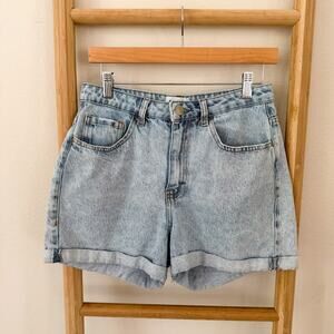 Amaro Denim High Rise Cuffed Jean Shorts Size 38 US 4 Light Wash Mom Shorts